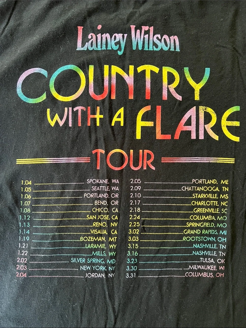Bell Bottom Country tour tee